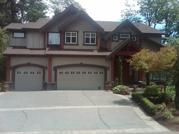 Home with two car garage.